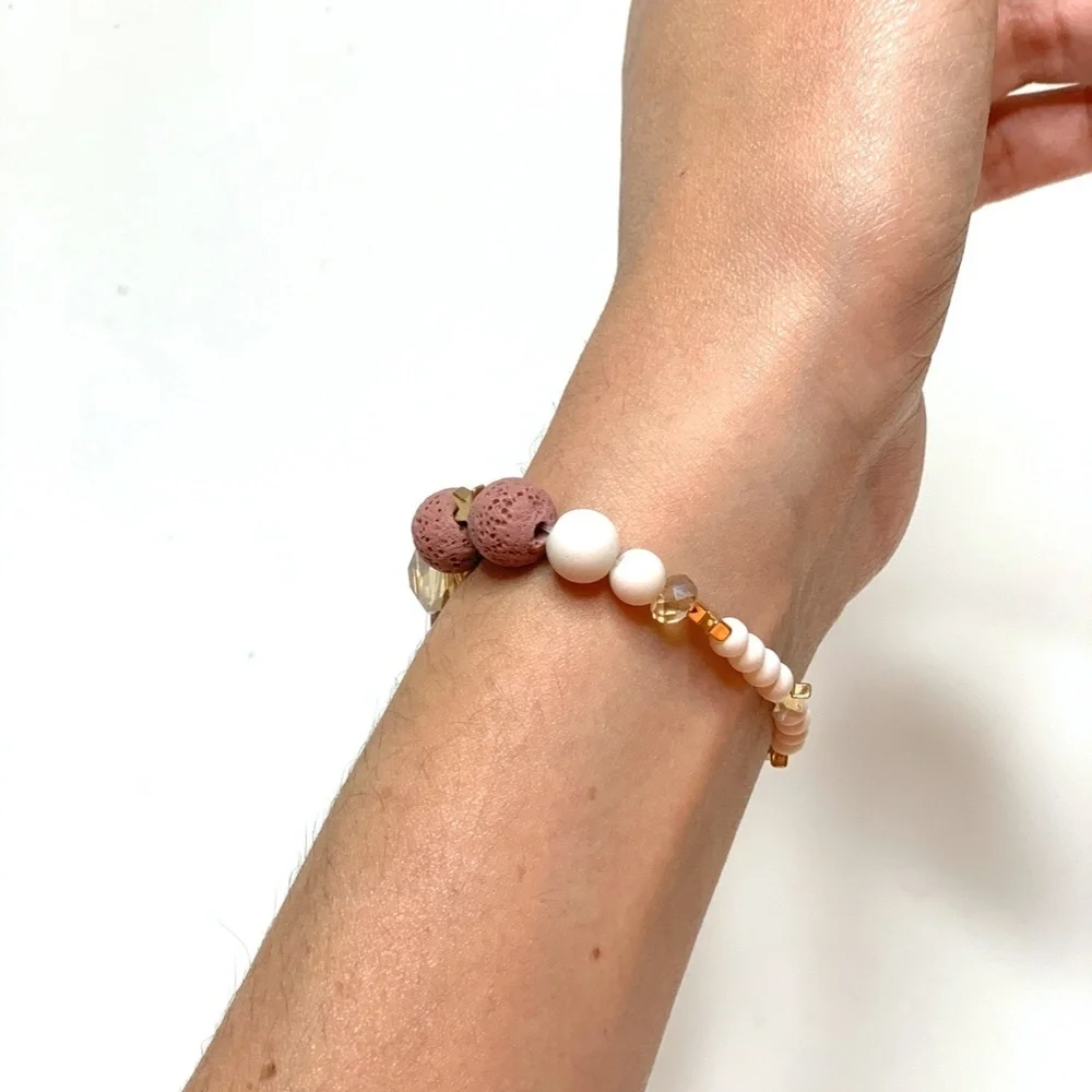Diffuser Bracelet STRETCH Dusty Rose‎ Lava Stone